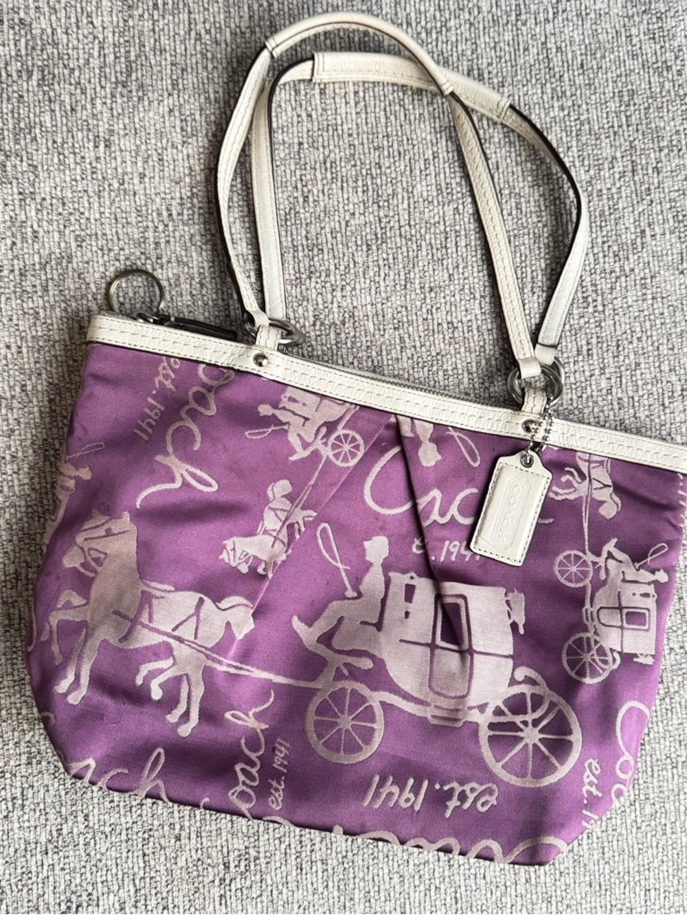 Coach Purple Tote with White Trim and Hang Tag